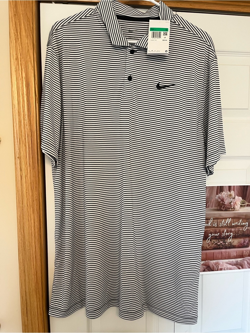 Nike Black & White Narrow Stripe Polo